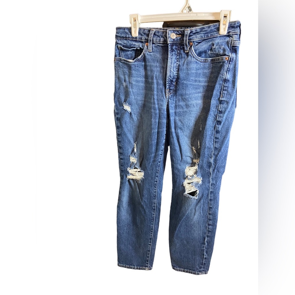 Old Navy O.G. straight high rise ripped jeans, size 8